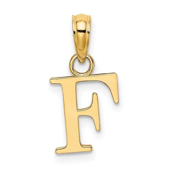 10K Yellow Gold Polished F Block Initial Charm - Picture 6 of 9